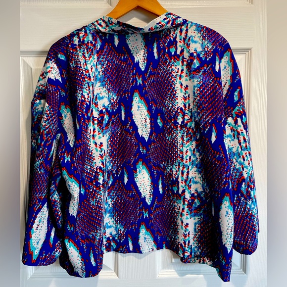 DKNY WOMEN'S SNAKE-PRINT OPEN-FRONT JACKET WHITE SIZE SMALL - Picture 5 of 5